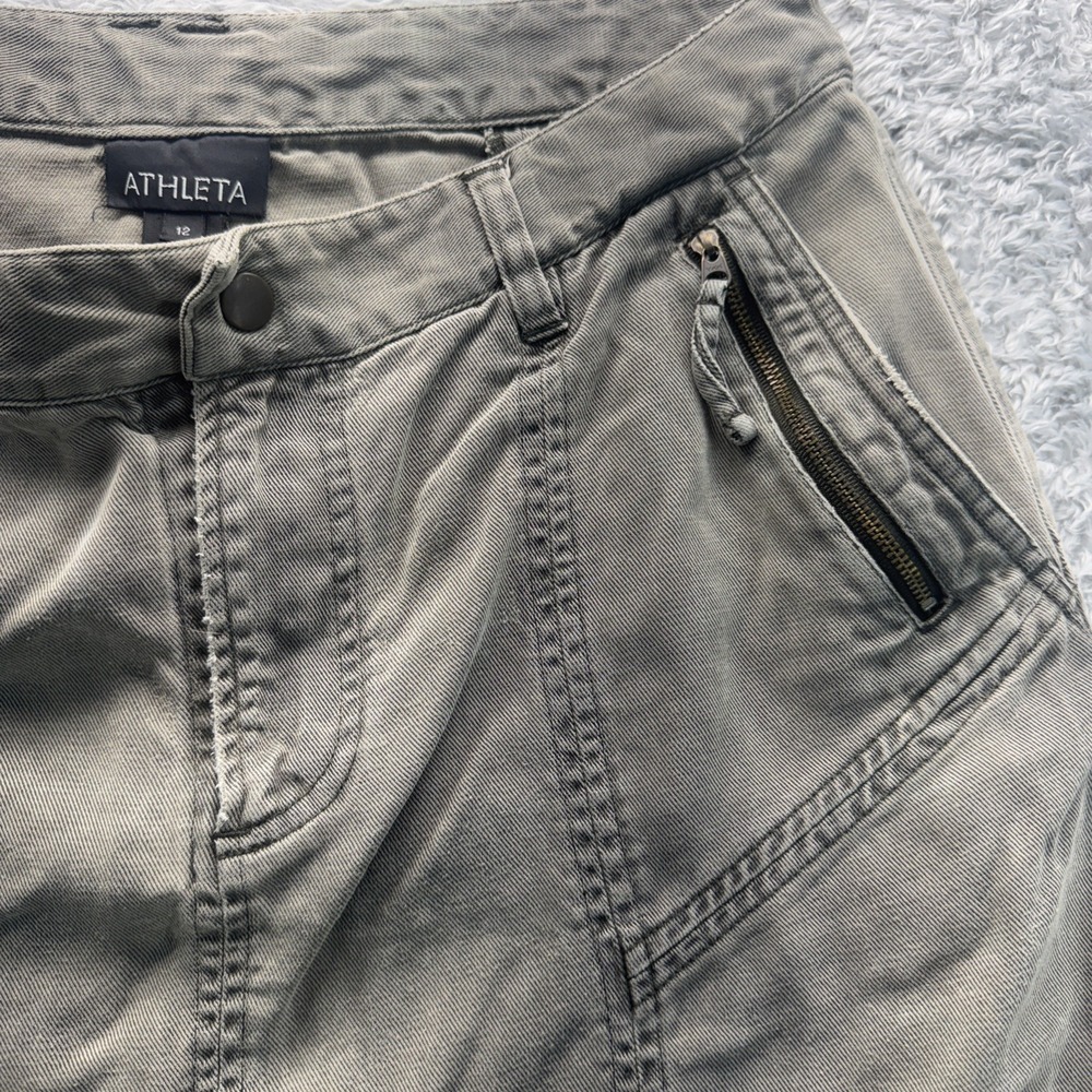 Women's Athleta Size 12 Cargo Skirt Green Granola Girl Pockets Tencel Lyocell - Picture 5 of 12